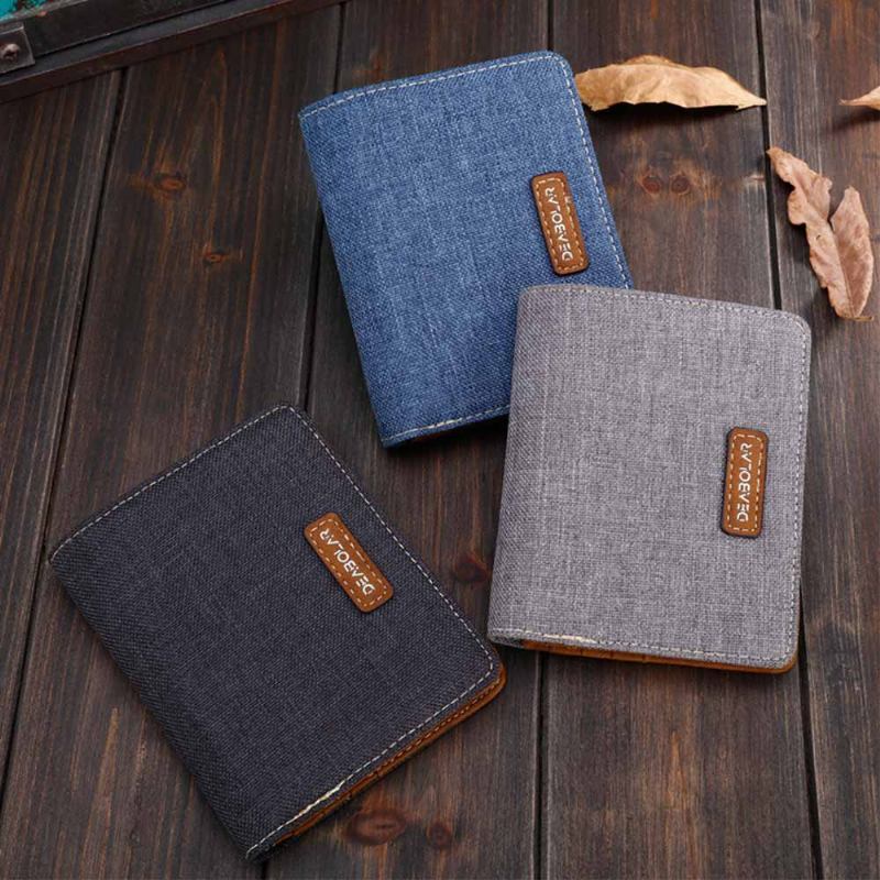 Leisure Canvas Wallet Εξαιρετικά Λεπτό Απλό Πορτοφόλι Youth Traveler Organizer Κάτοχος Μετρητών Ανδρικό Μονόχρωμο