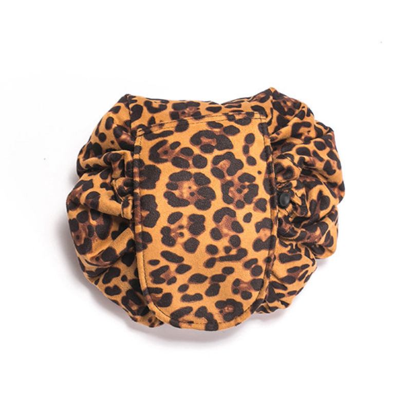 Leopard Print Lazy Makeup Τσάντα Φορητή Αποθήκευσης Ταξιδιού Κορδονιών Μεγάλης Χωρητικότητας