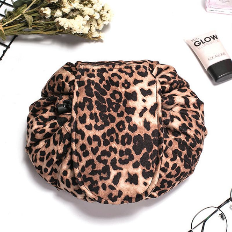 Leopard Print Lazy Makeup Τσάντα Φορητή Αποθήκευσης Ταξιδιού Κορδονιών Μεγάλης Χωρητικότητας