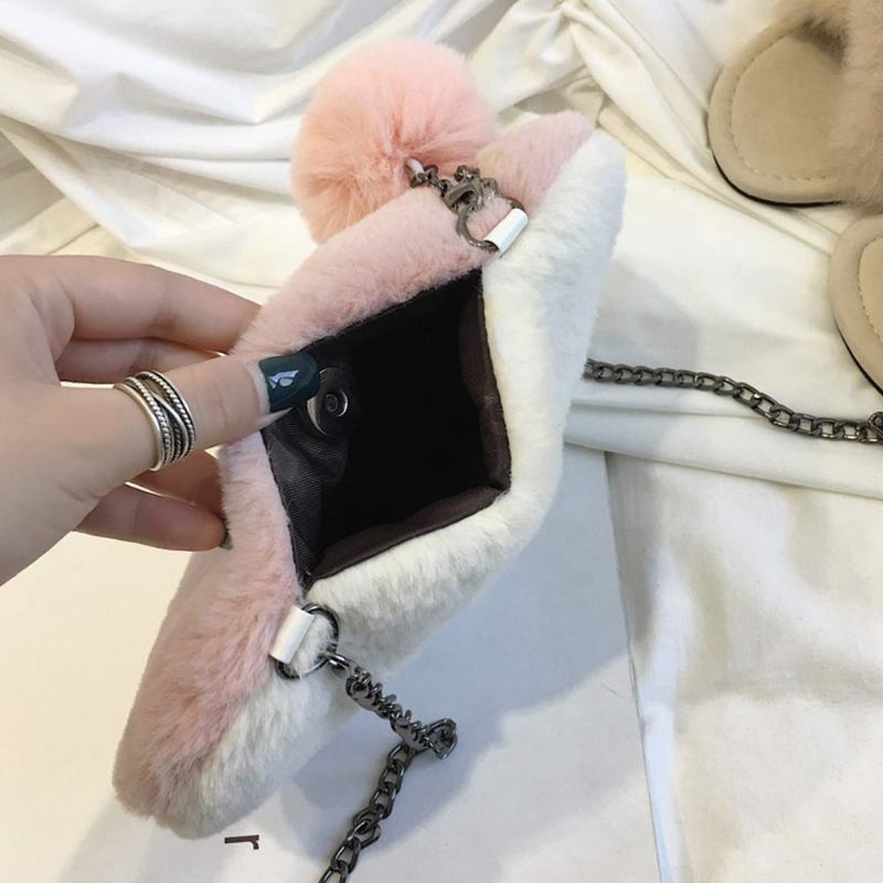 Μικρή Γυναικεία Τσάντα Σε Σχήμα Καρδιάς Cute Messenger Cross Body Εξαιρετικά Μαλακή Με Χνούδι