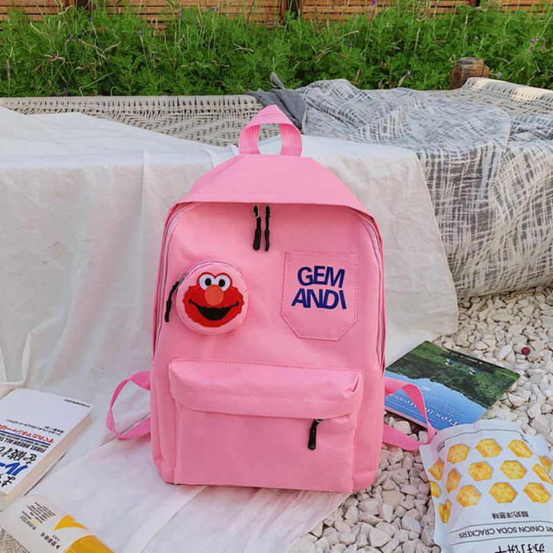 Νέα Vintage Sense Sesame Street Backpack Cartoon Shoulder Bag Ins Girl Heart Student Bag