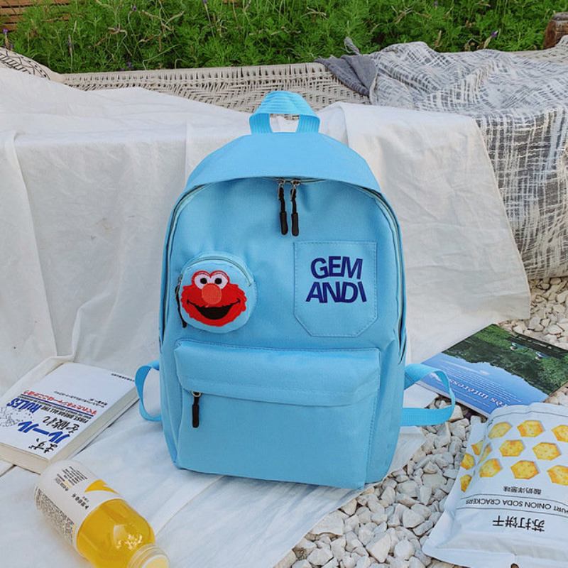 Νέα Vintage Sense Sesame Street Backpack Cartoon Shoulder Bag Ins Girl Heart Student Bag