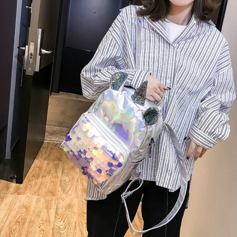 Νέο Σακίδιο Πλάτης Pu Sequin Unicorn Student Charte Bag Cartoon Girl Τσάντα Ώμου Lady