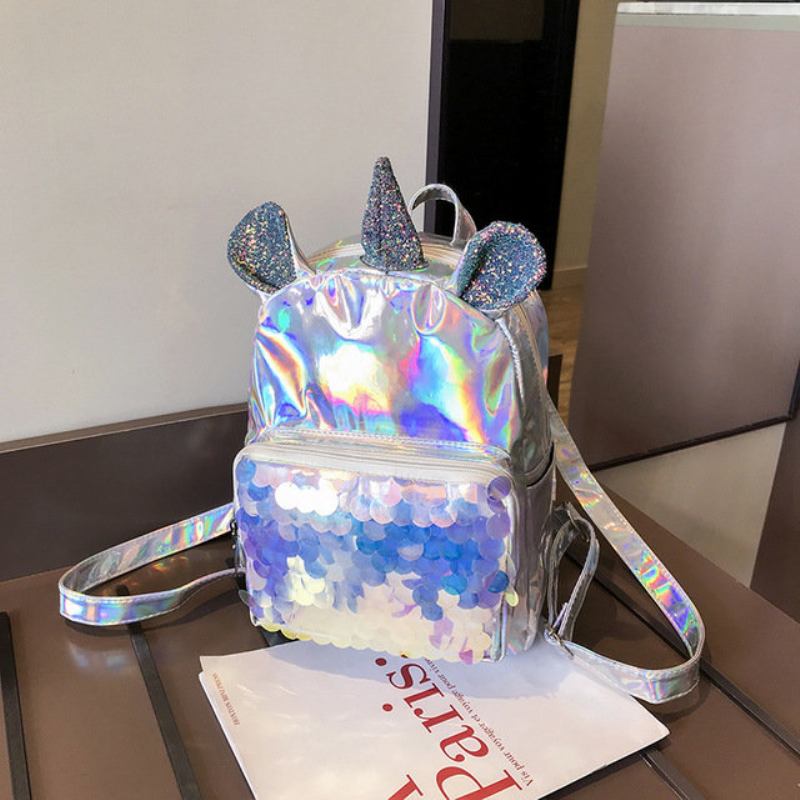 Νέο Σακίδιο Πλάτης Pu Sequin Unicorn Student Charte Bag Cartoon Girl Τσάντα Ώμου Lady