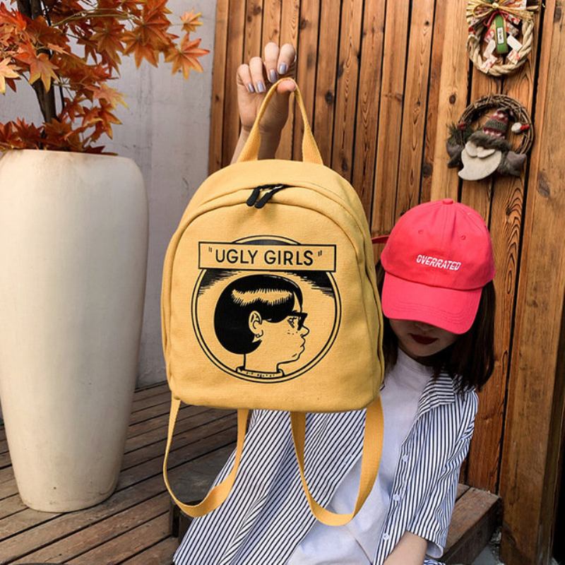 New Ins Canvas Shoulder Bag Vintage Sense Girl Bag College Wind Campus Student Μικρό Σακίδιο Πλάτης