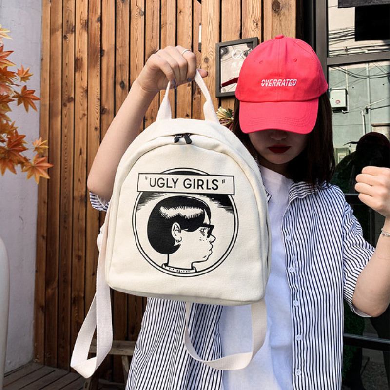 New Ins Canvas Shoulder Bag Vintage Sense Girl Bag College Wind Campus Student Μικρό Σακίδιο Πλάτης