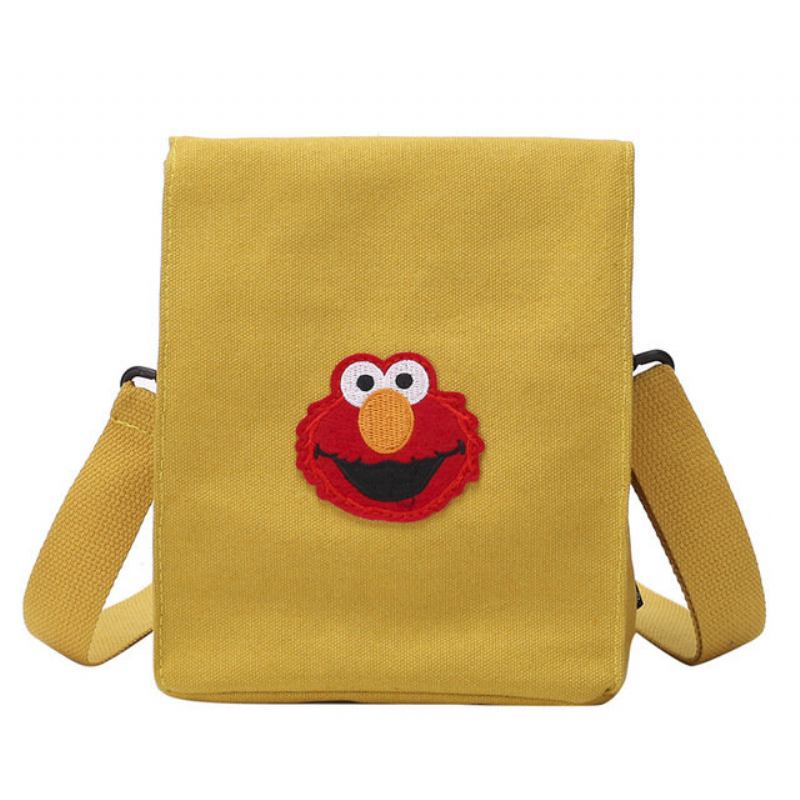 New Japanese Personality Fries Bag Canvas Handbags Cartoon Sesame Street Judi Shoulder Messenger Bag