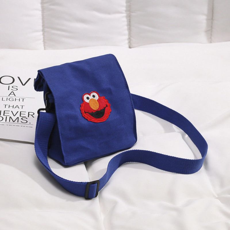 New Japanese Personality Fries Bag Canvas Handbags Cartoon Sesame Street Judi Shoulder Messenger Bag