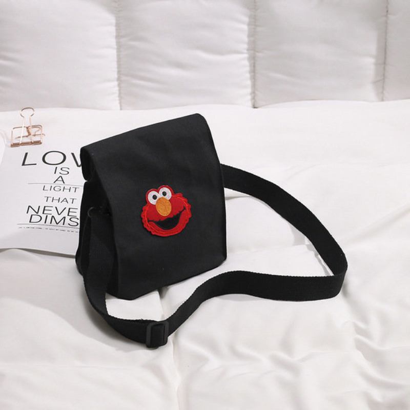 New Japanese Personality Fries Bag Canvas Handbags Cartoon Sesame Street Judi Shoulder Messenger Bag