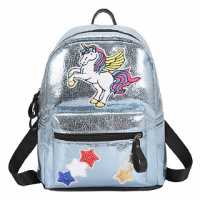 New Trend Fashion Bag Glossy Print Compact Backpack Rainbow Cute Wild