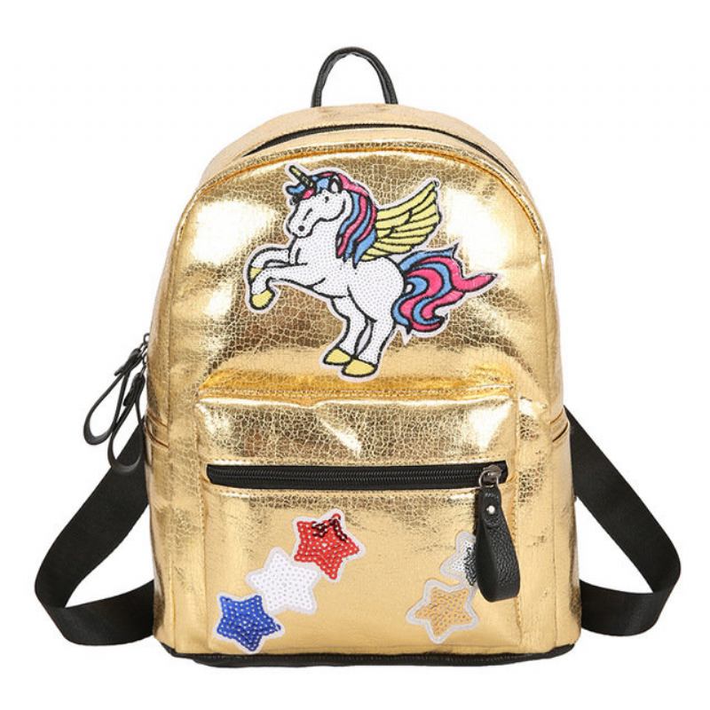 New Trend Fashion Bag Glossy Print Compact Backpack Rainbow Cute Wild