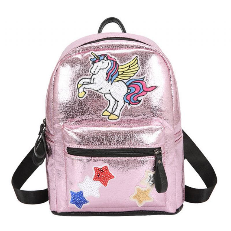 New Trend Fashion Bag Glossy Print Compact Backpack Rainbow Cute Wild