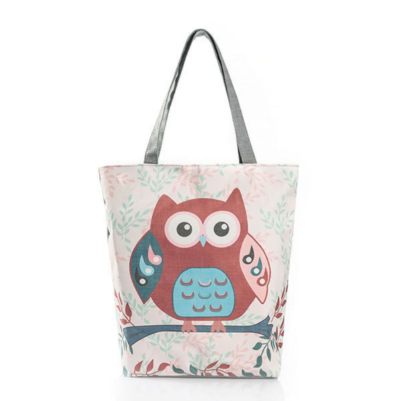 Owl Canvas Κάθετη Τσάντα Ώμου Χιαστί Για Γυναίκες