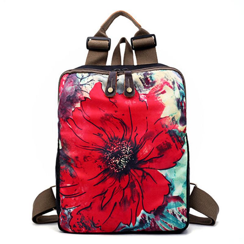 Σακίδιο Πλάτης Brenice Cowhide National Flower Handbags Τσάντες Ώμου Πολλαπλών Λειτουργιών