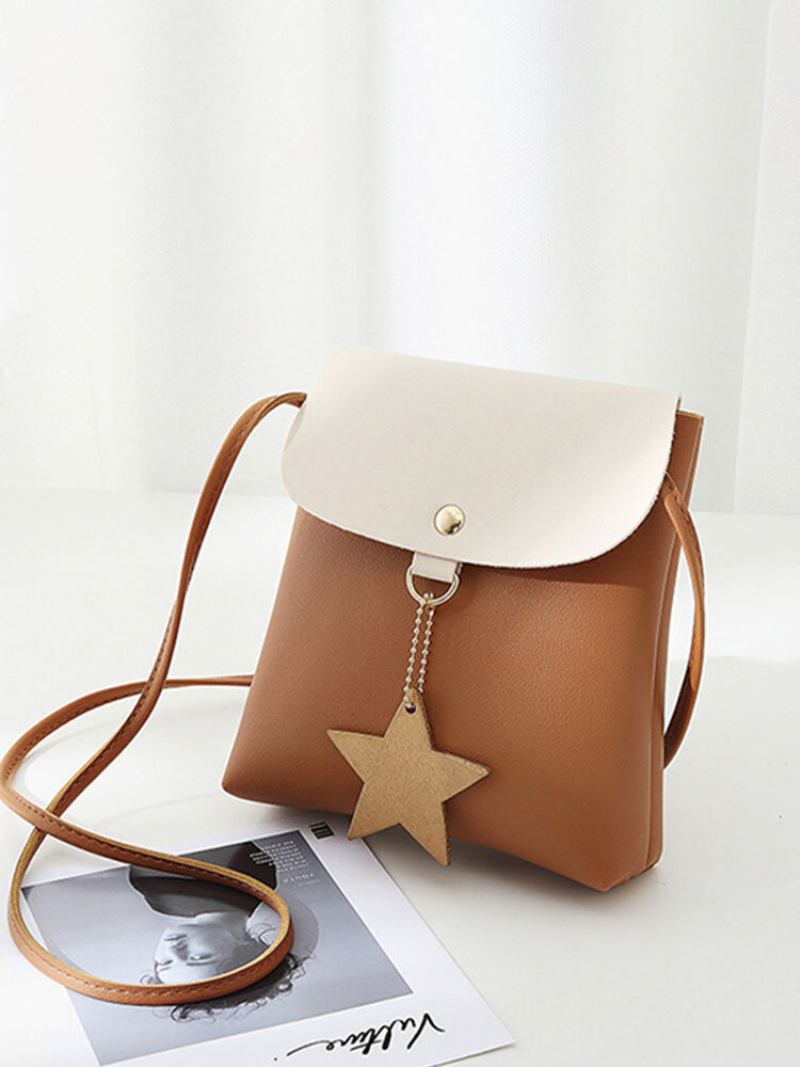 Star Decorational Flap Faux Leather Shoulder Bags Τσάντα Χιαστί Τηλεφώνου Για Γυναίκες