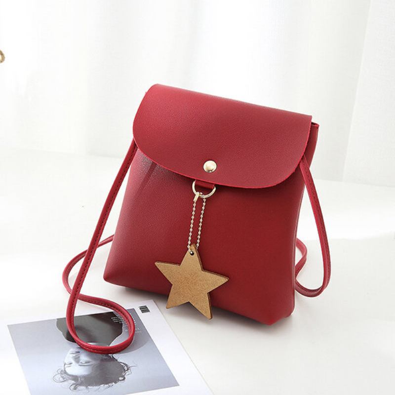 Star Decorational Flap Faux Leather Shoulder Bags Τσάντα Χιαστί Τηλεφώνου Για Γυναίκες