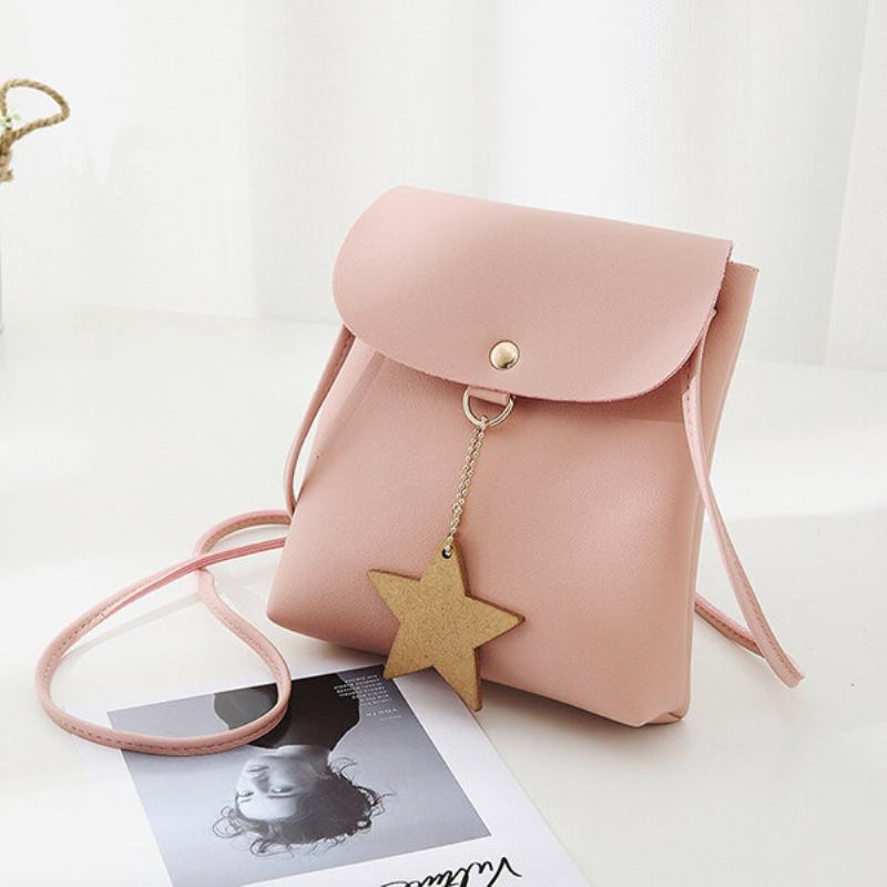 Star Decorational Flap Faux Leather Shoulder Bags Τσάντα Χιαστί Τηλεφώνου Για Γυναίκες