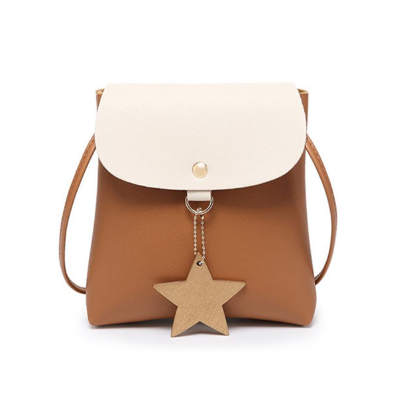 Star Decorational Flap Faux Leather Shoulder Bags Τσάντα Χιαστί Τηλεφώνου Για Γυναίκες