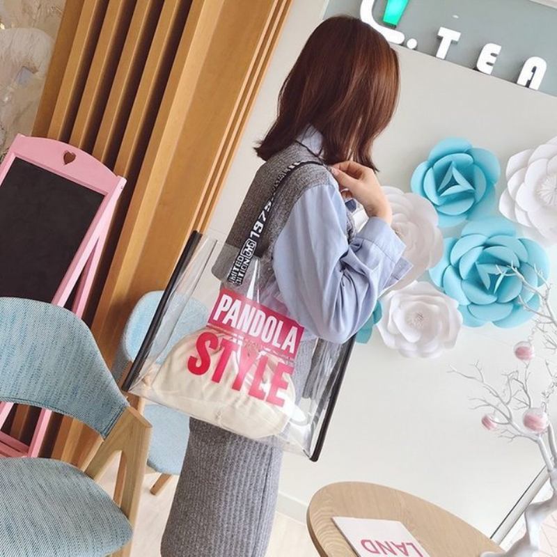 Τσάντα Female Tide Fashion Wild Shoulder Bag Lady Διάφανη Mother Bag Tote Μεγάλης Χωρητικότητας