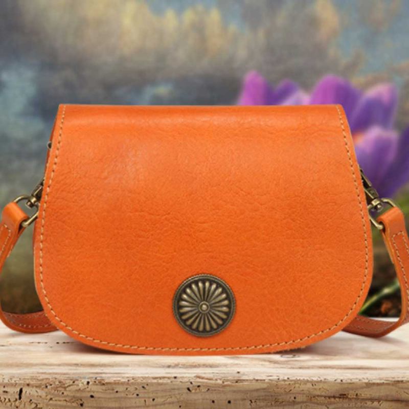 Vegetable Tanned Leather Cross Body Bag Vintage Satchel Bags