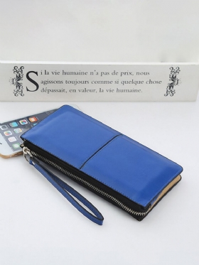 Woman Pu Patchwork Line Wallet Elegant Ultrathin Wristlet