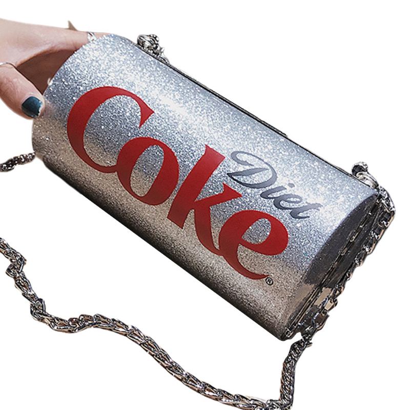 Χαριτωμένη Δημιουργική Τσάντα Ώμου Coca-cola Sprite Can Lady Tough Pu Creative Letters Μικρή Γυναικεία Χιαστί