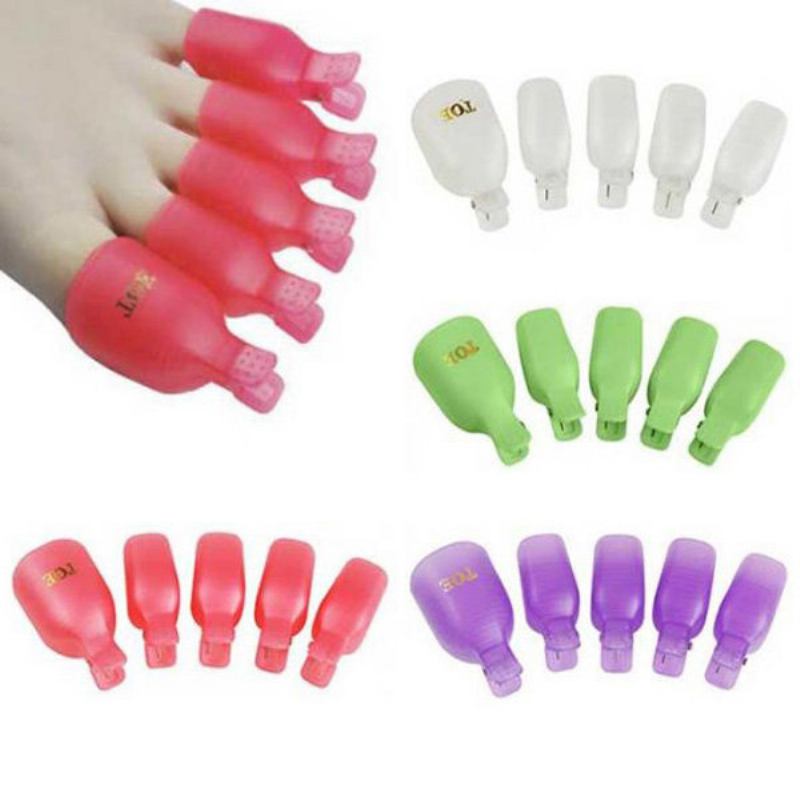 5 Τμχ Πλαστικά Δάχτυλα Soak Off Cap Clip Remove Nail Gel Polish Fixed Cotton For Art Tool