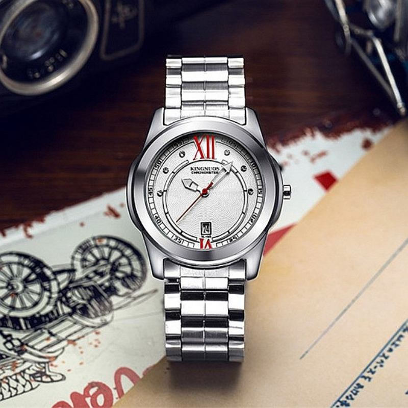 Ανδρικά Ασημένια Ρολόγια Πολυτελείας Life Waterproof Diamond Inlay Date Από Ανοξείδωτο Χάλυβα Χαλαζία