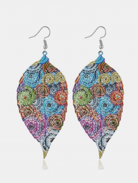 Bohemian Colorful Leaf Earrings Fashion Metal Original Μοναδικού Σχεδίου Κρεμαστά Σκουλαρίκια Για Γυναίκες