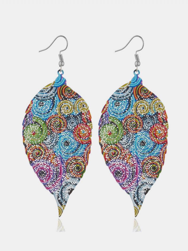 Bohemian Colorful Leaf Earrings Fashion Metal Original Μοναδικού Σχεδίου Κρεμαστά Σκουλαρίκια Για Γυναίκες