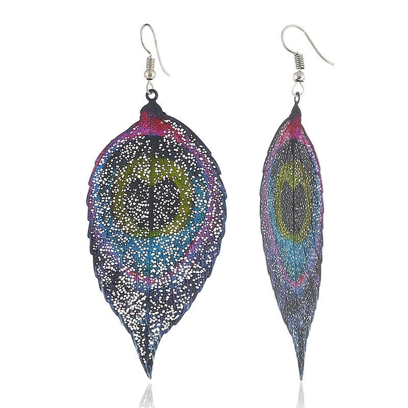 Bohemian Colorful Leaf Earrings Fashion Metal Original Μοναδικού Σχεδίου Κρεμαστά Σκουλαρίκια Για Γυναίκες