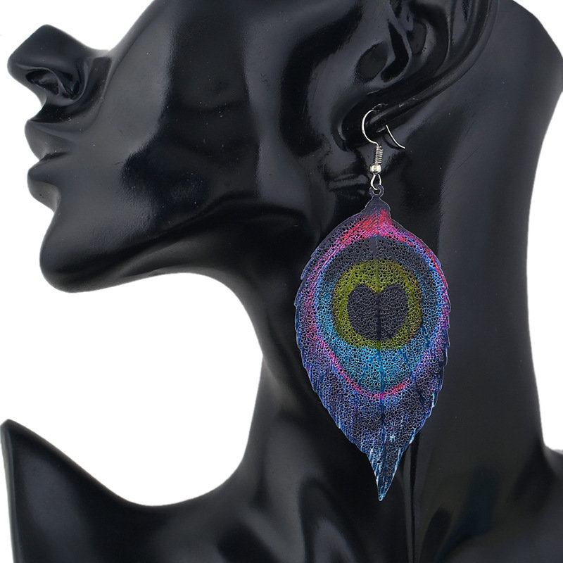 Bohemian Colorful Leaf Earrings Fashion Metal Original Μοναδικού Σχεδίου Κρεμαστά Σκουλαρίκια Για Γυναίκες