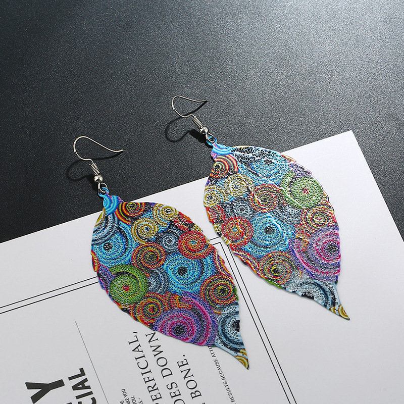 Bohemian Colorful Leaf Earrings Fashion Metal Original Μοναδικού Σχεδίου Κρεμαστά Σκουλαρίκια Για Γυναίκες