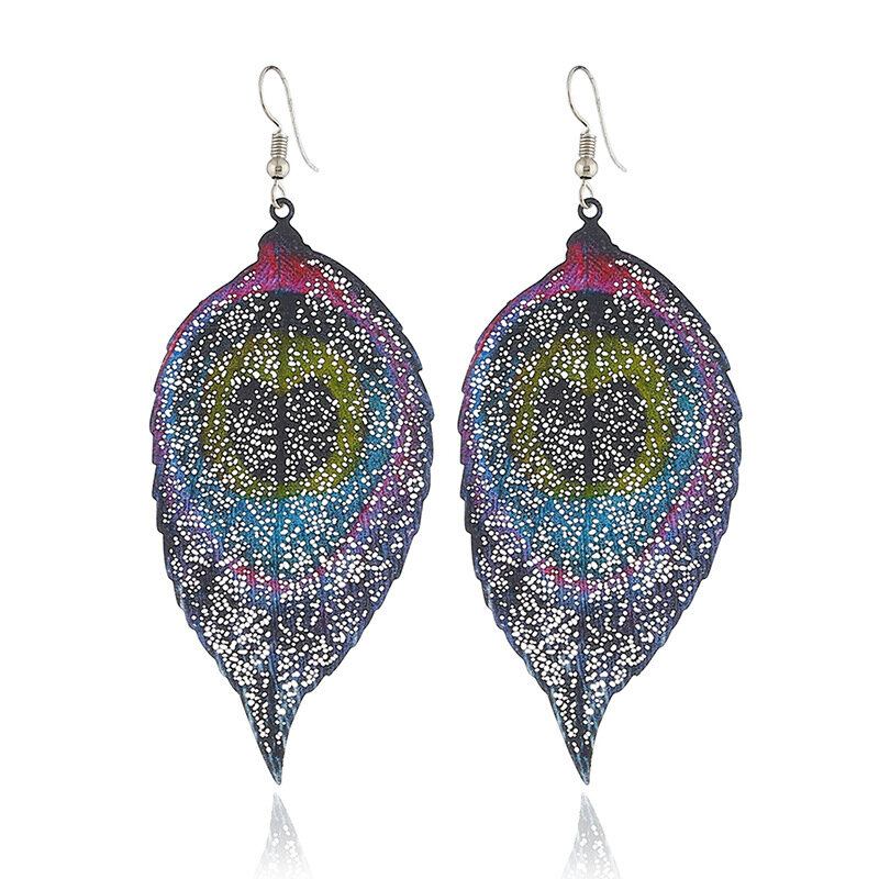 Bohemian Colorful Leaf Earrings Fashion Metal Original Μοναδικού Σχεδίου Κρεμαστά Σκουλαρίκια Για Γυναίκες