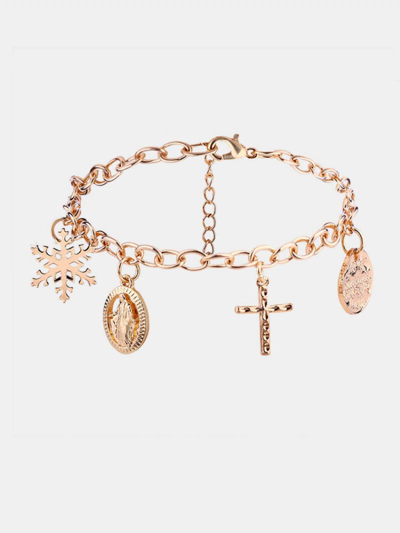 Fashion Charm Bracelet Cross Madonna Snowflake Chain Χρυσό Βραχιόλι Κοσμήματα Για Γυναίκες