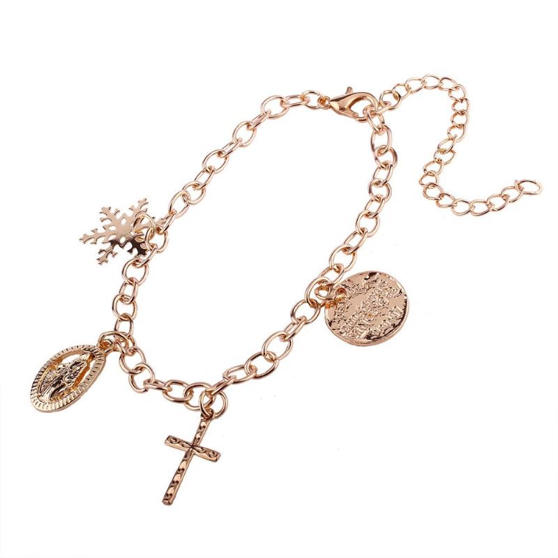 Fashion Charm Bracelet Cross Madonna Snowflake Chain Χρυσό Βραχιόλι Κοσμήματα Για Γυναίκες