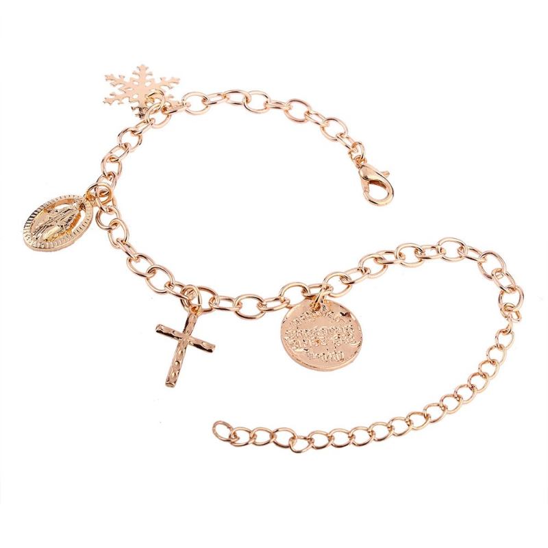 Fashion Charm Bracelet Cross Madonna Snowflake Chain Χρυσό Βραχιόλι Κοσμήματα Για Γυναίκες