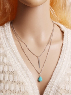 Κολιέ Bohemian Muitilayer Drop Turquoise Bar Tassel Charm Chain Καλύτερος Φίλος Για Γυναίκες