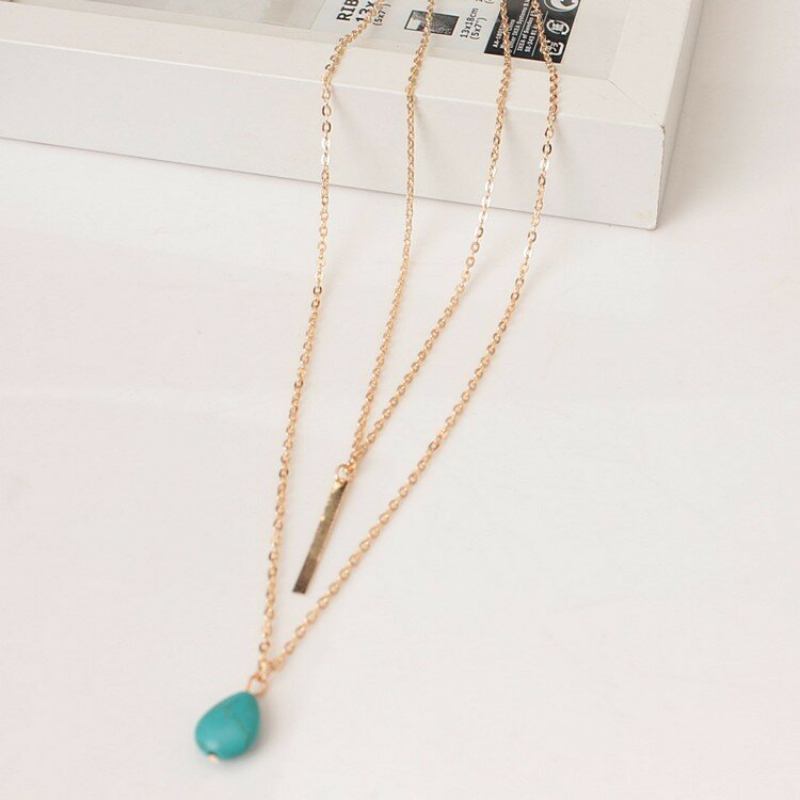 Κολιέ Bohemian Muitilayer Drop Turquoise Bar Tassel Charm Chain Καλύτερος Φίλος Για Γυναίκες