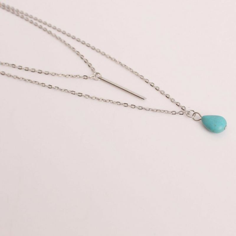 Κολιέ Bohemian Muitilayer Drop Turquoise Bar Tassel Charm Chain Καλύτερος Φίλος Για Γυναίκες