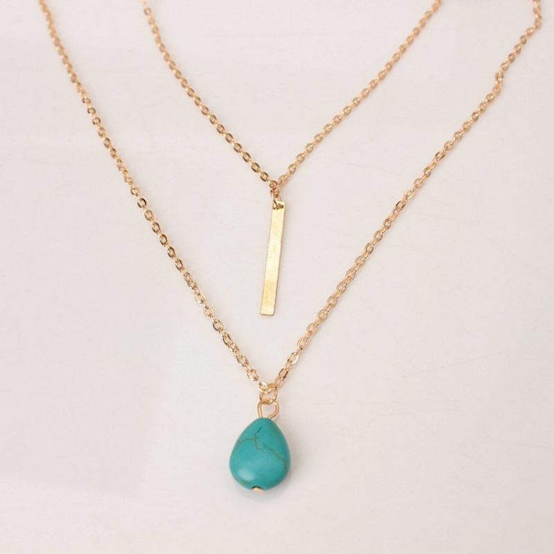 Κολιέ Bohemian Muitilayer Drop Turquoise Bar Tassel Charm Chain Καλύτερος Φίλος Για Γυναίκες