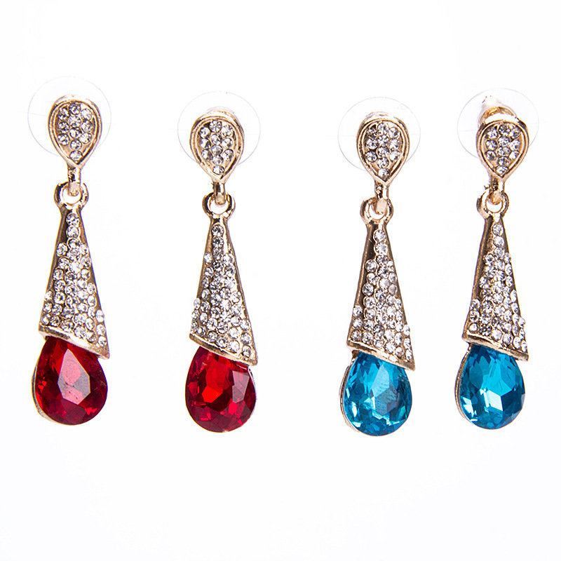 Κομψά Ear Drop Earrings Rhinestone Multi Tangent Plane Gemstone Dangle Ethnic Jewelry For Women