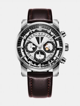 Ochstin Business Quartz Wristwatch Luminous Display Chronograph Δερμάτινο Ρολόι Για Άνδρες