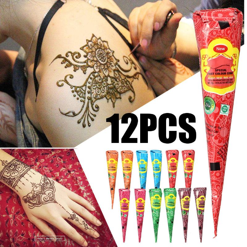 Σετ Πάστας Τατουάζ 12 Τεμ. Long-lasting Shimmer Temporary Tattoo Cream For Body Art