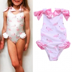 Swan Printed Toddler Girls Bows Εξώπλατο Μαγιό Κοστούμι Παραλίας Για 1y-7y