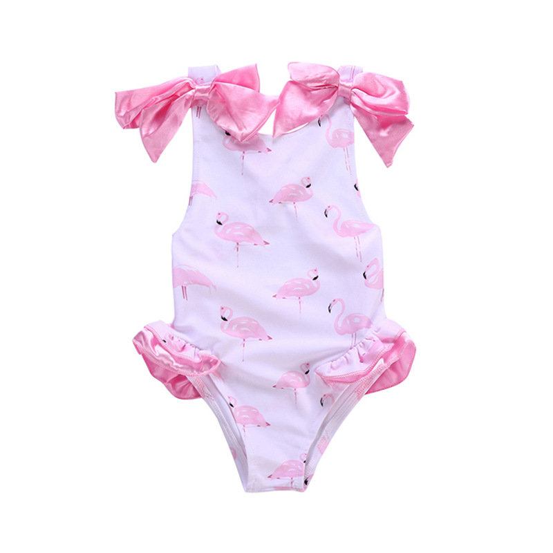 Swan Printed Toddler Girls Bows Εξώπλατο Μαγιό Κοστούμι Παραλίας Για 1y-7y