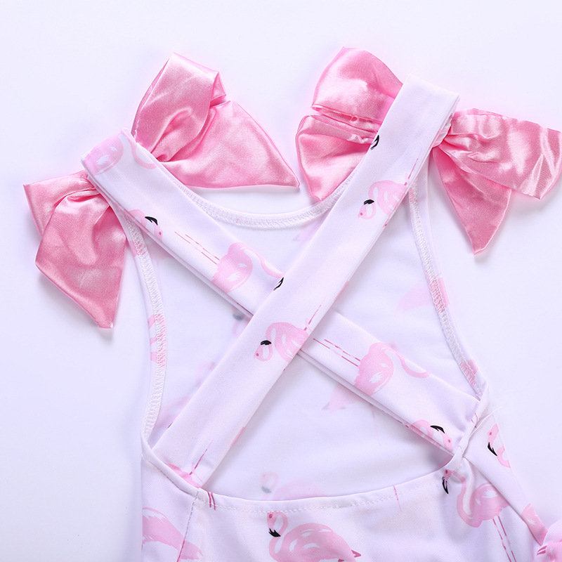 Swan Printed Toddler Girls Bows Εξώπλατο Μαγιό Κοστούμι Παραλίας Για 1y-7y