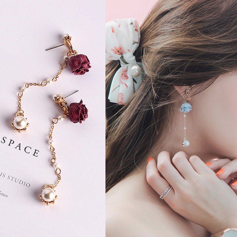 Sweet Ear Drop Σκουλαρίκια Rose Pearls Tessals Chain Μενταγιόν Dangle Κομψά Κοσμήματα Για Γυναίκες