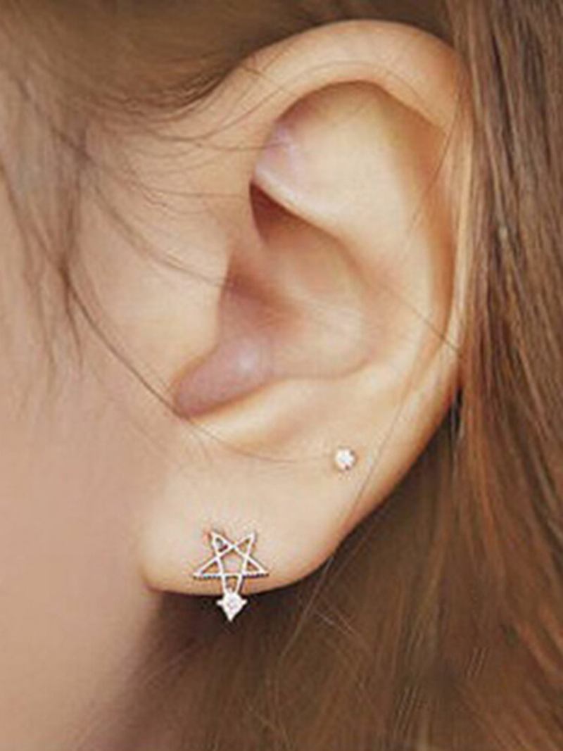 Sweet Ear Stud Earrings S925 Sterling Silver Moon Star Zircon Κομψά Κοσμήματα Για Γυναίκες