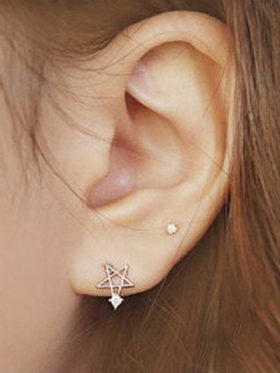 Sweet Ear Stud Earrings S925 Sterling Silver Moon Star Zircon Κομψά Κοσμήματα Για Γυναίκες